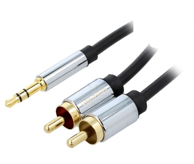 Cablu audio stereo Jack 3.5 mm - 2x RCA 1.5m ecranat aurit VENTION BCFBG Cablu audio stereo Jack 3.5 mm - 2x RCA 1.5m ecranat aurit VENTION BCFBG
