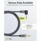 Cablu audio stereo 1m textil impletit Jack 3.5 mm - 3.5 mm 90 grade tata-tata aurit Goobay 65278