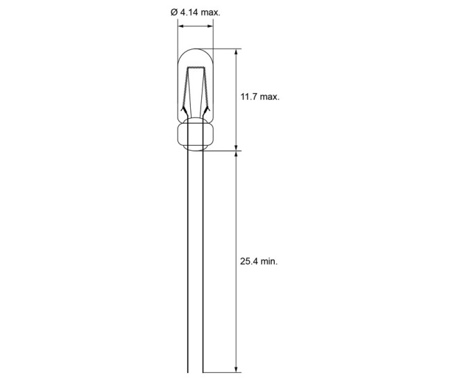 Bec miniatura T1 1/4 12VDC 0.9W 75mA incandescent alb cald 11.7x4.1x25.4mm Goobay