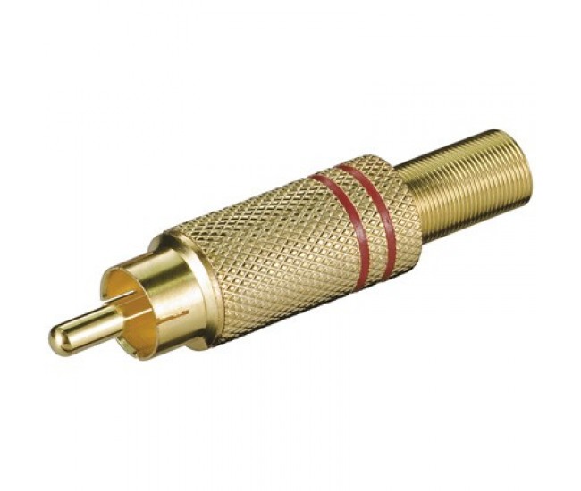 RCA mufa RCA tata metal aurit inel rosu Goobay RCA mufa RCA tata metal aurit inel rosu Goobay