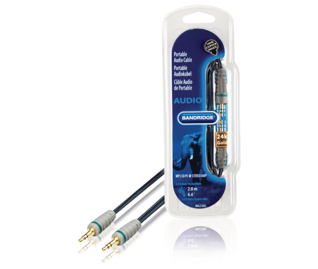 Cablu audio stereo OFC cupru Jack 3.5 mm tata-tata 2m Bandridge Cablu audio stereo OFC cupru Jack 3.5 mm tata-tata 2m Bandridge