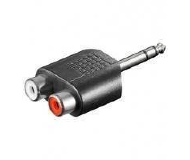 Adaptor Jack 6.35 mm stereo la 2x RCA mama Goobay Adaptor Jack 6.35 mm stereo la 2x RCA mama Goobay