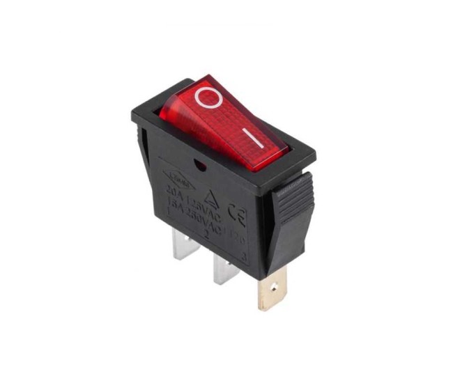 Intrerupator IRS-101 3 pini ON-OFF cu retinere 16A 250VAC bec rosu Intrerupator IRS-101 3 pini ON-OFF cu retinere 16A 250VAC bec rosu