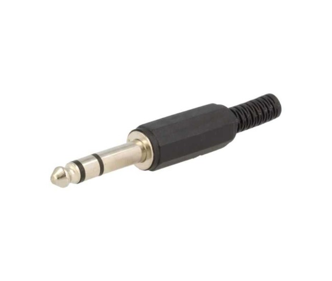 Mufa Jack 6.3 mm tata stereo cu manson plastic drept pe cablu NINIGI JC-015 Mufa Jack 6.3 mm tata stereo cu manson plastic drept pe cablu NINIGI JC-015