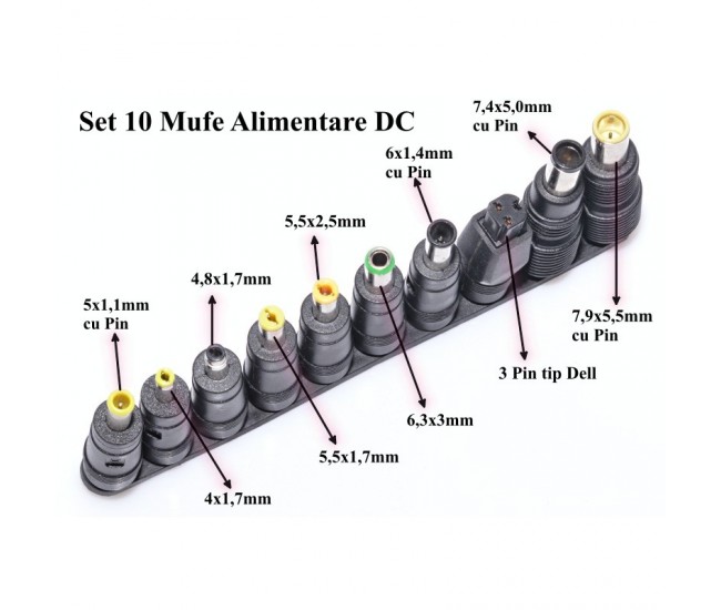 Set 10 mufe adaptoare alimentare DC