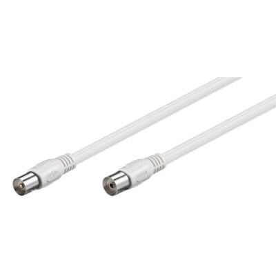 Cablu COAXIAL TV antena 5m mama-tata 75 ohm clasa A 85DB Dublu ecranat CCS alb 66616 Goobay