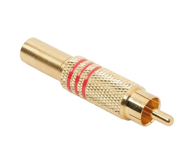 Mufa RCA aurita inel rosu tata cablu maxim 6mm Mufa RCA aurita inel rosu tata cablu maxim 6mm