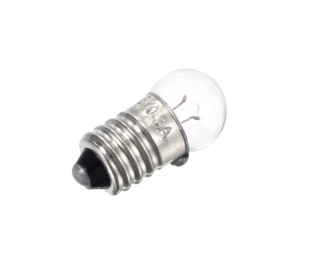 Bec lanterna cu filet E10 3.8V 300mA cu glob rotund Bec lanterna cu filet E10 3.8V 300mA cu glob rotund