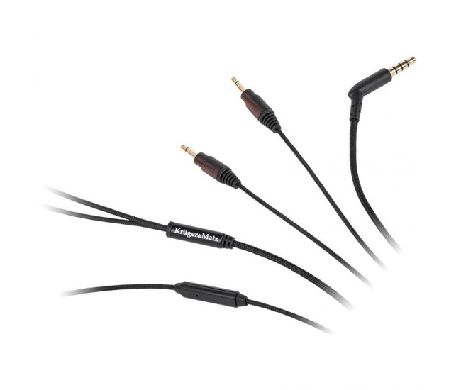 Cablu casti cu microfon Jack - 2x Jack 1m Kruger&Matz Cablu casti cu microfon Jack - 2x Jack 1m Kruger&Matz