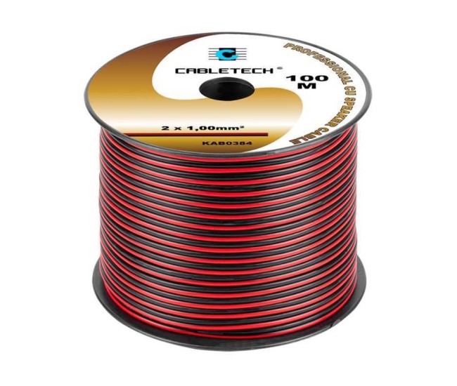 Cablu difuzor cupru 2x1mm rosu/negru Cabletech KAB0384 Cablu difuzor cupru 2x1mm rosu/negru Cabletech KAB0384