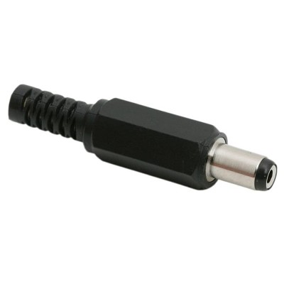 Mufa DC 2.1x5.5mm tata pe fir cu protector de cablu Mufa DC 2.1x5.5mm tata pe fir cu protector de cablu