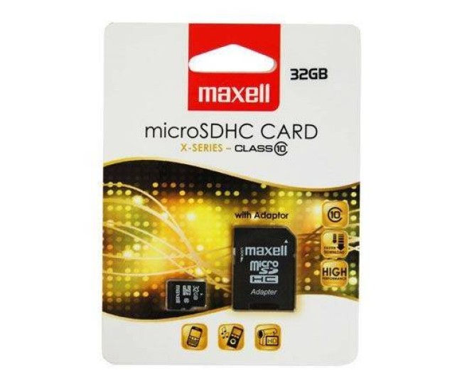 Card microSD 32GB Clasa 10 +adaptor SD X-series Maxell Card microSD 32GB Clasa 10 +adaptor SD X-series Maxell