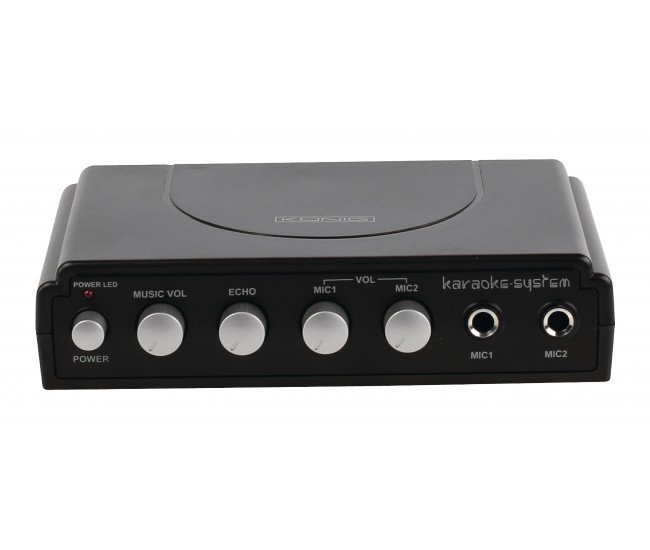 Mixer karaoke cu 2 microfoane negru Konig Mixer karaoke cu 2 microfoane negru Konig