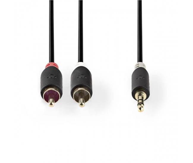 Cablu audio JACK stereo 3.5 mm tata - 2x RCA tata 5m antracit Nedis Cablu audio JACK stereo 3.5 mm tata - 2x RCA tata 5m antracit Nedis