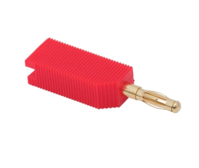 Mufa banana tata rosie contact aurit cablu 4mm Mufa banana tata rosie contact aurit cablu 4mm