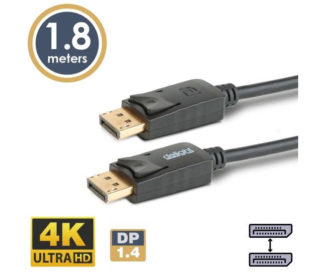 Cablu DisplayPort v1.4 la DisplayPort v1.4 4K HDR + MST 1.8m delight 20333B Cablu DisplayPort v1.4 la DisplayPort v1.4 4K HDR + MST 1.8m delight 20333B