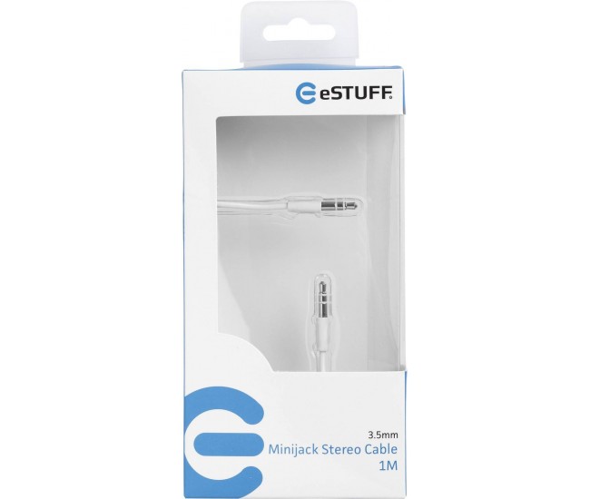 Cablu audio stereo Jack 3.5 mm tata-tata 1m alb eSTUFF Cablu audio stereo Jack 3.5 mm tata-tata 1m alb eSTUFF