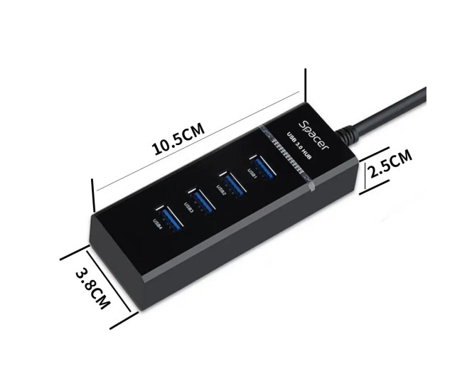 HUB extern SPACER SPH-4USB30-01 porturi USB3.0 x4 conectare prin USB3.0 cablu 1m negru HUB extern SPACER SPH-4USB30-01 porturi USB3.0 x4 conectare prin USB3.0 cablu 1m negru