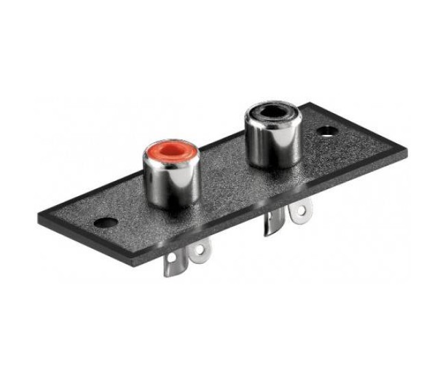 Mufa 2x RCA mama montabil pe panou rosu-negru Goobay Mufa 2x RCA mama montabil pe panou rosu-negru Goobay