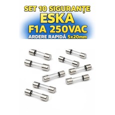 Set 10 sigurante F1A 250VAC ardere rapida 5x20m ESKA 520.617-10 Set 10 sigurante F1A 250VAC ardere rapida 5x20m ESKA 520.617-10