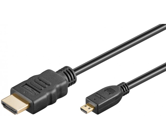 Cablu Micro HDMI - HDMI 1.5m V2.0 HDTV cu ethernet GOOBAY Cablu Micro HDMI - HDMI 1.5m V2.0 HDTV cu ethernet GOOBAY