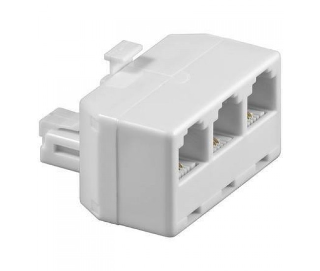 Adaptor RJ11 tata la 3x RJ11 mama alb Goobay Adaptor RJ11 tata la 3x RJ11 mama alb Goobay