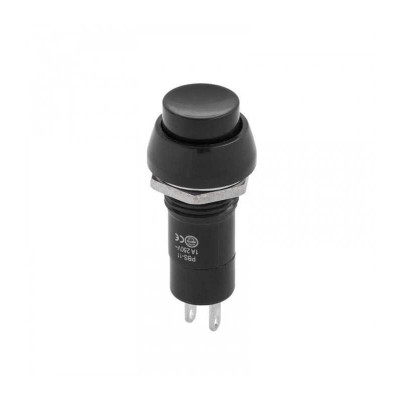 Intrerupator OFF-ON negru prin apasare cu retinere rotund 1A 230VAC PBS 11A