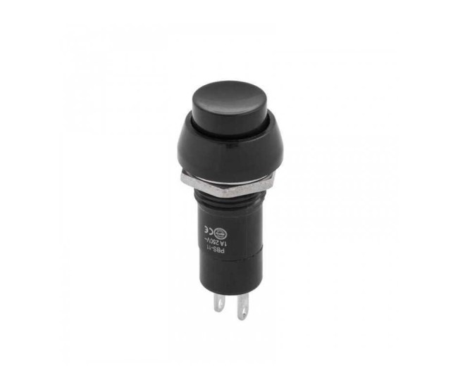 Intrerupator OFF-ON negru prin apasare cu retinere rotund 1A 230VAC PBS 11A Intrerupator OFF-ON negru prin apasare cu retinere rotund 1A 230VAC PBS 11A