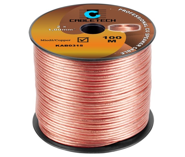 Cablu difuzor 2x1mm cupru transparent 1m Cabletech KAB0315