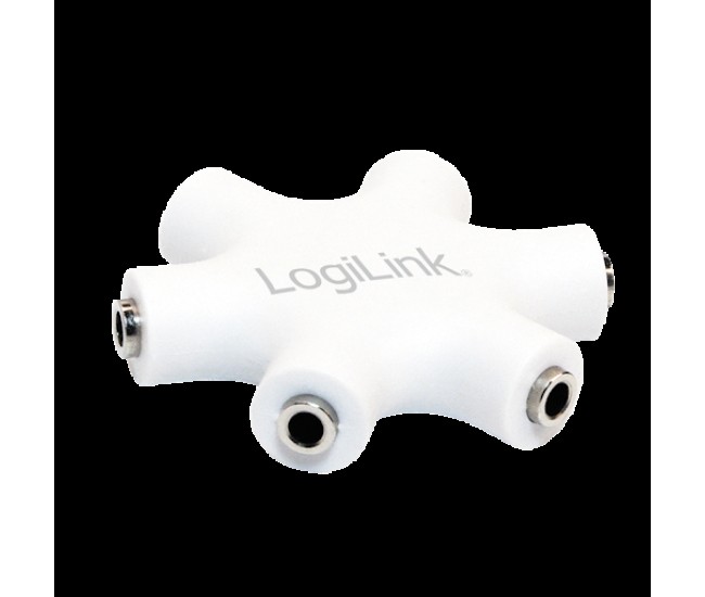 Splitter adaptor Jack 3.5 mm mama x6 stereo +cu cablu 0.2m alb LOGILINK CA1088 Splitter adaptor Jack 3.5 mm mama x6 stereo +cu cablu 0.2m alb LOGILINK CA1088
