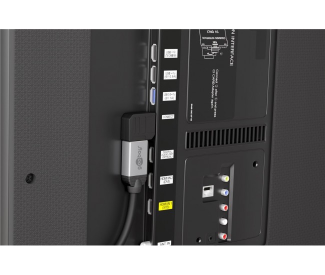 Adaptor HDMI mama-tata la 270 grade 4K Ultra HD 2160p 60Hz placat cu aur negru Goobay 51725