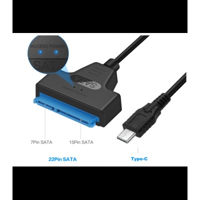 Convertor USB Type C - SATA 22 pini max 6TB HDD 2.5 si SSD