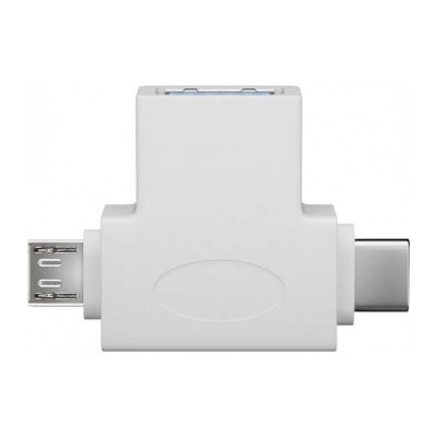 Adaptor USB 3.0 A mama la tata micro USB +USB Type C tata alb Goobay