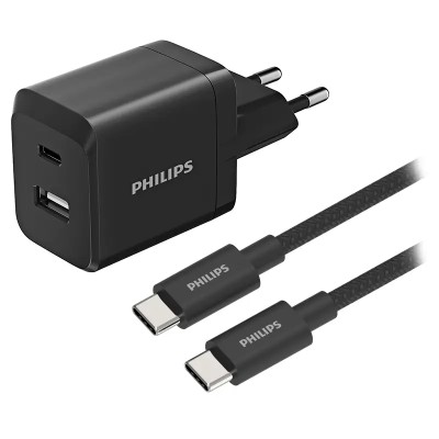 Incarcator retea dual GaN USB-A + USB-C QC Power Delivery 45W PHILIPS DLP5321NB/12 Incarcator retea dual GaN USB-A + USB-C QC Power Delivery 45W PHILIPS DLP5321NB/12