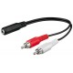 Cablu adaptor audio stereo Jack 3.5 mm mama la 2x RCA tata 20cm Cablu adaptor audio stereo Jack 3.5 mm mama la 2x RCA tata 20cm