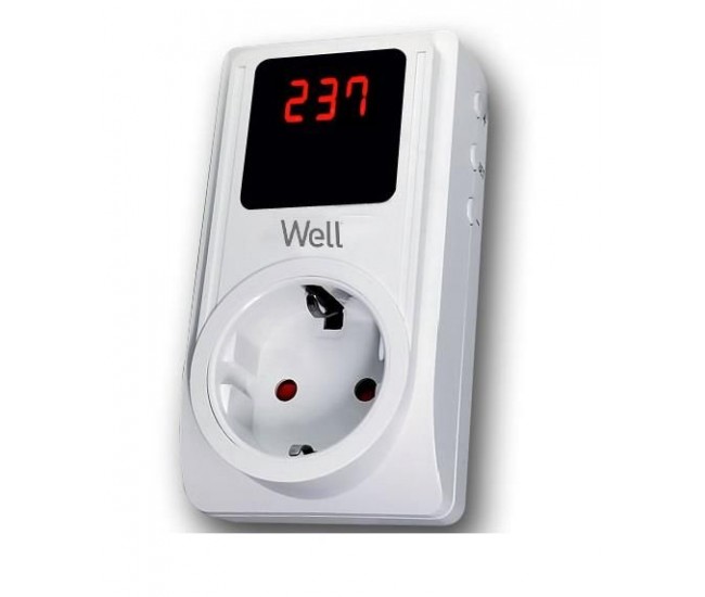 Stecher schuko 16A 3680W cu protectie la joasa si inalta tensiune ecran digital Well Stecher schuko 16A 3680W cu protectie la joasa si inalta tensiune ecran digital Well