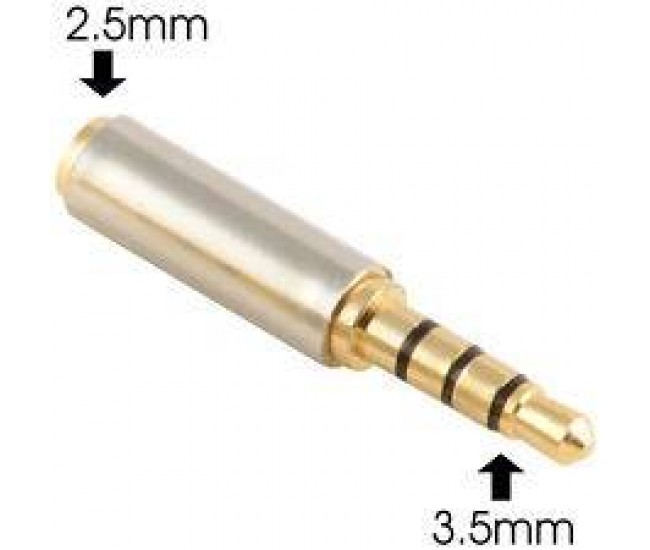 Adaptor Jack 4 pini 3.5 mm tata la 4 pini 2.5 mm mama Adaptor Jack 4 pini 3.5 mm tata la 4 pini 2.5 mm mama
