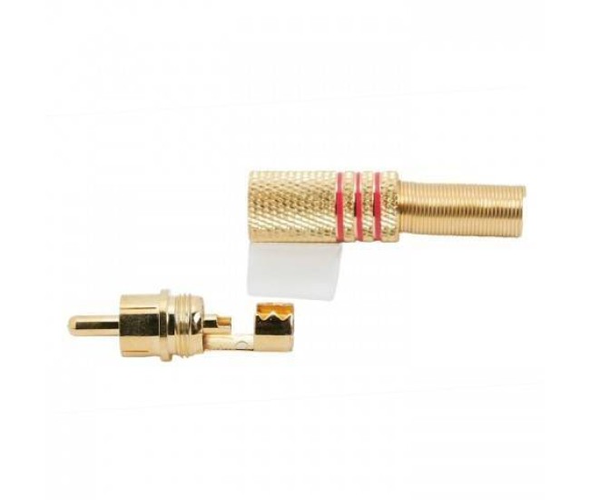 Mufa RCA aurita inel rosu tata cablu maxim 6mm Mufa RCA aurita inel rosu tata cablu maxim 6mm
