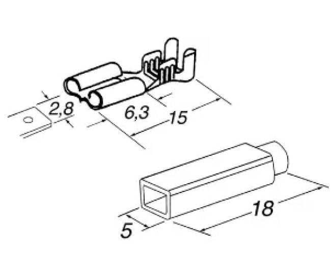 Set papuci electrici izolati mama 2.8x0.5mm 2buc rosu si negru GBC 18.3805.00-2
