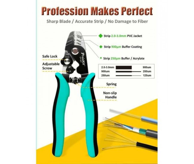 Cleste dezizolat fibra optica 162mm Pro`sKit CP-327 Cleste dezizolat fibra optica 162mm Pro`sKit CP-327
