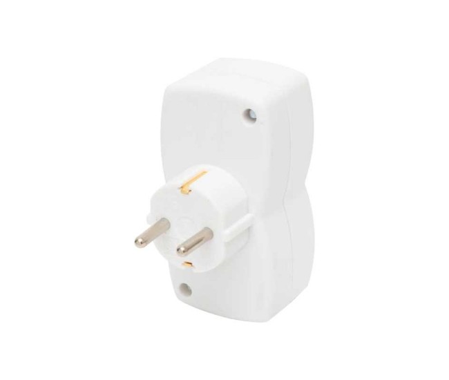 Dublu stecher distribuitor cu impamantare 2x Schuko 3680W 16A alb Home NV 22 Dublu stecher distribuitor cu impamantare 2x Schuko 3680W 16A alb Home NV 22