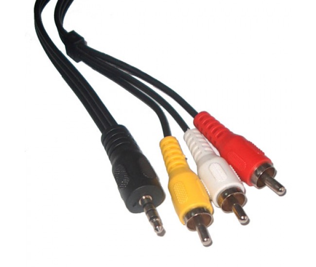 Cablu Jack 3.5 mm 4 canale A/V/Masa la 3x RCA 3m Cablu Jack 3.5 mm 4 canale A/V/Masa la 3x RCA 3m