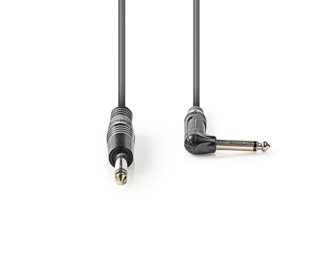 Cablu audio MONO Jack 6.35 mm tata - 6.35 mm tata cotit 3m gri Nedis