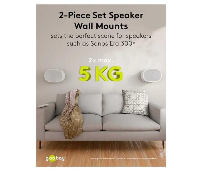 Set suport difuzor de perete Modern Sonos Era 300 Flex alb Goobay 71984 Set suport difuzor de perete Modern Sonos Era 300 Flex alb Goobay 71984