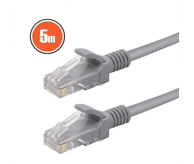 Cablu patch UTP RJ45 8p8c CAT5e 5m gri