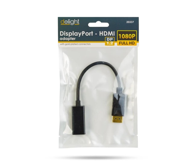 Cablu adaptor DisplayPort v1.2 la HDMI FullHD 1080 60Hz 25cm aurit delight 20337