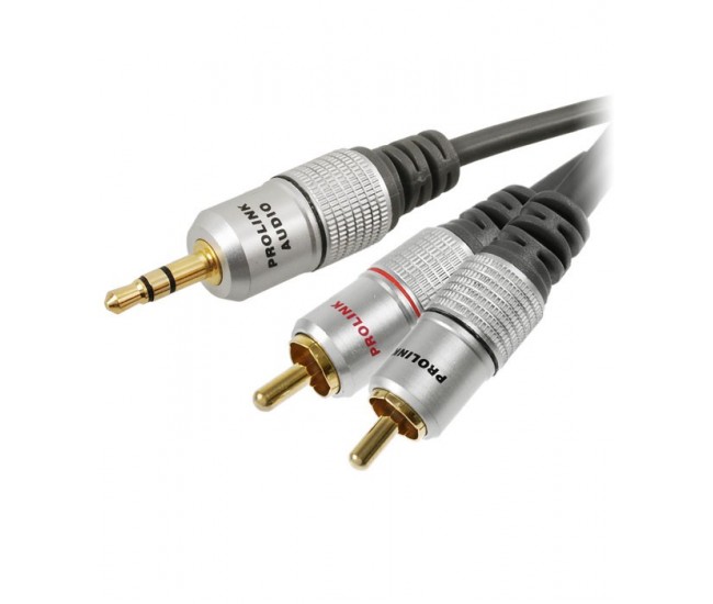 Cablu Jack 3.5 mm mufa tata - RCA mufa tata x2 15m negru PROLINK Cablu Jack 3.5 mm mufa tata - RCA mufa tata x2 15m negru PROLINK