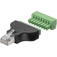Adaptor bloc terminal cu 8 pini tip regleta surub la RJ45 tata 8P8C Goobay 76736