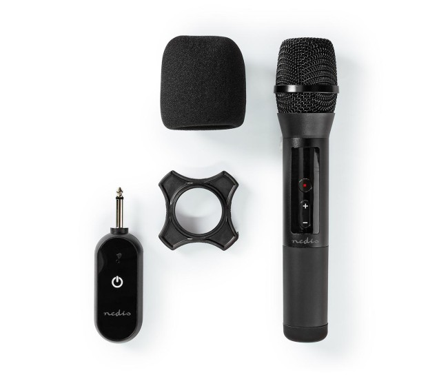 Microfon wireless Nedis 20 de canale 10 ore autonomie receptor negru Microfon wireless Nedis 20 de canale 10 ore autonomie receptor negru