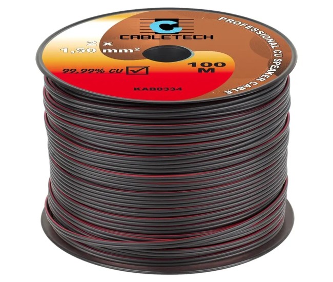 Cablu difuzor 10m rosu-negru 2x1.5mm cupru Cabletech KAB0334-10